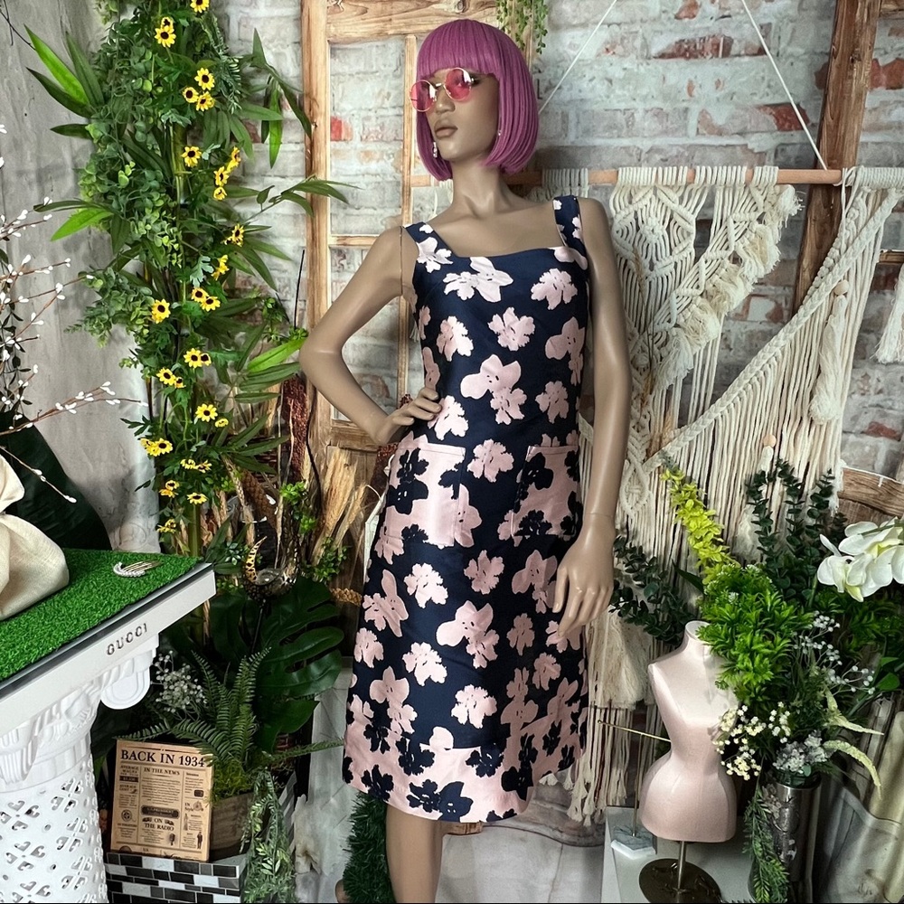 Navy/ pink sheath dress